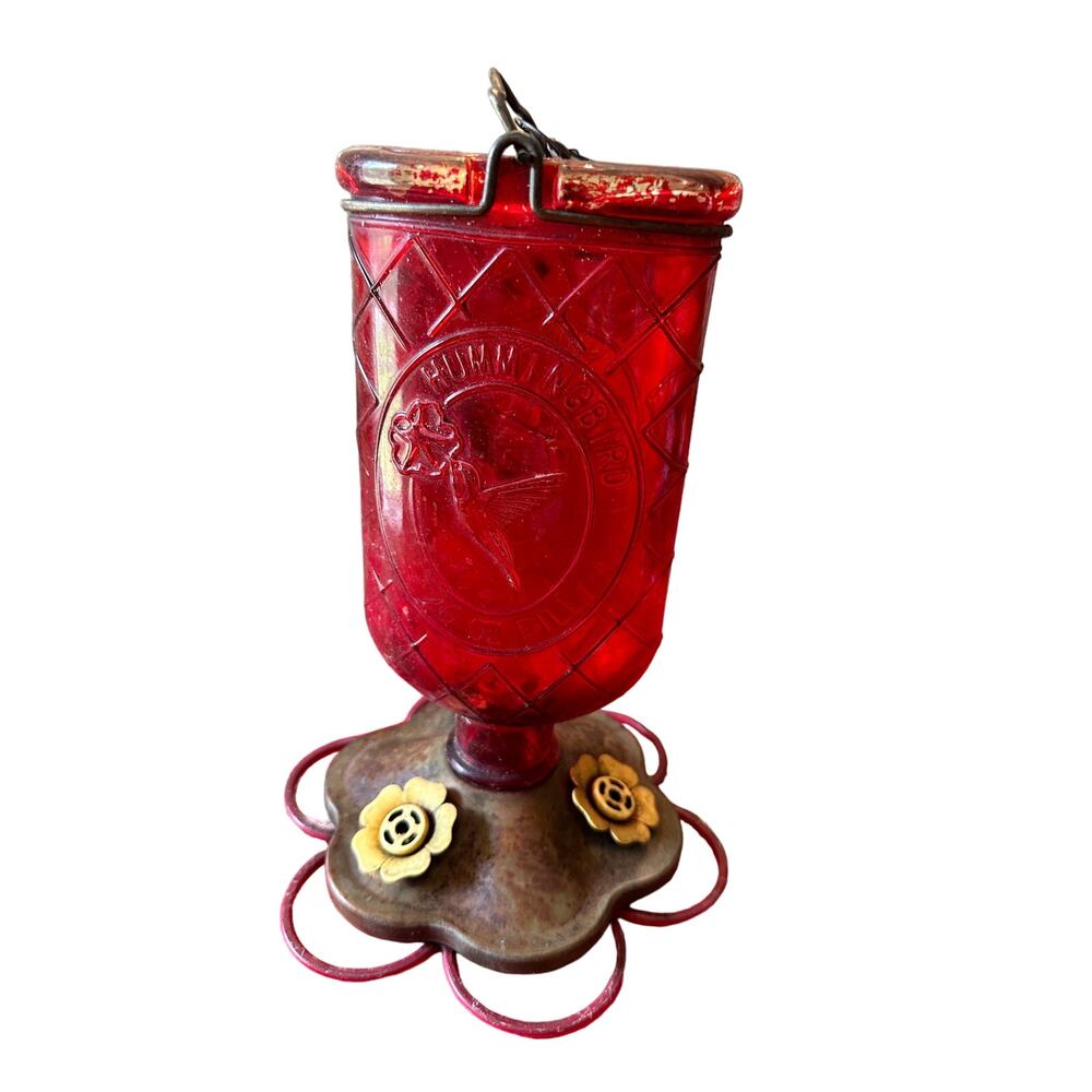 Vintage 20 Ounce Glass Hummingbird Feeder